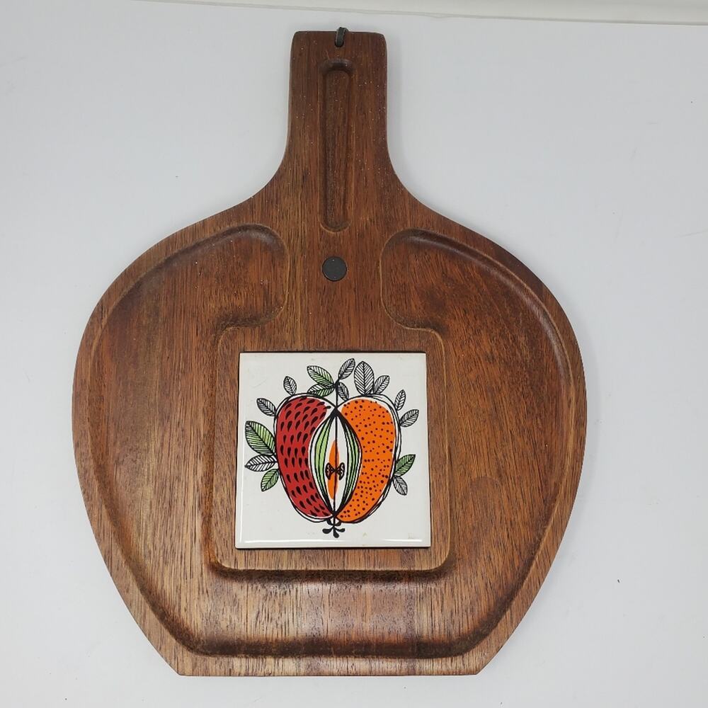 Vintage Apple themes charcuterie Board with Ceramic tile front and magnet